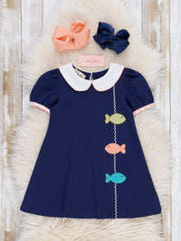 Gingham Embroidered Fish Dress