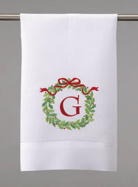 Christmas Wreath Monogram Guest Towel