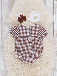 Turkey Flock Gingham Bubble Romper