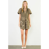 Short Sleeve Embroidered Detail Dress