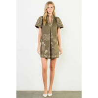 Short Sleeve Embroidered Detail Dress
