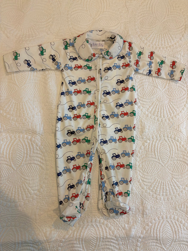 Tractor Print Footed Pajamas
