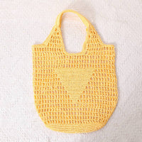 Solid Color Hollow Out Woven Handbag MK2BLW6W10BBG929