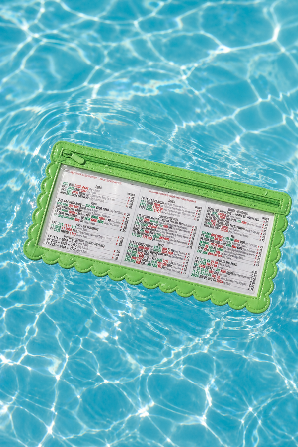 Splash-Proof Mahjong Card Holder for Pool Mahjong - Green Scallops LARGE SIZE
