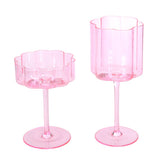 "Flower" Pink Crystal Wine Glass