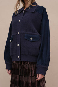 Denim Knit Combi Jacket - RJ1014