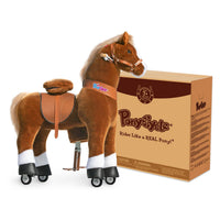PonyCycle Ride-On Brown Horse | Plush Animal Riding Pony Toy