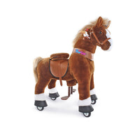 PonyCycle Ride-On Brown Horse | Plush Animal Riding Pony Toy