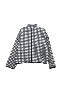 Black & White Checkered Quilted Jacket for Women