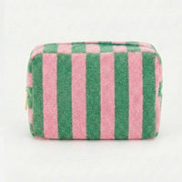 Striped Terry Cloth Cosmetic Pouch Bag