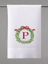 Christmas Wreath Monogram Guest Towel