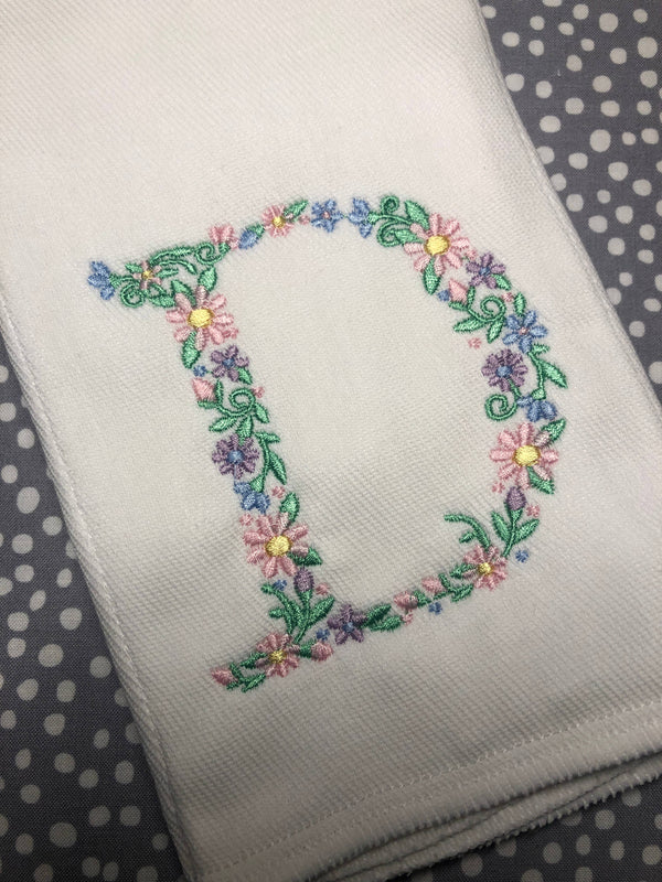 Floral Letter Burp Cloth