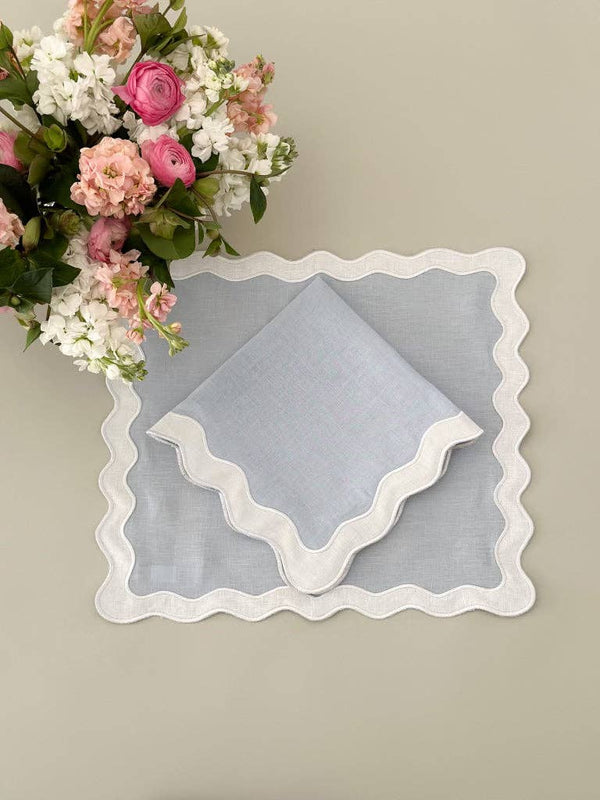 Fabric Placemats - Blue with White Ric Rac