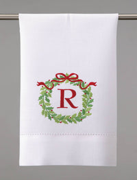 Christmas Wreath Monogram Guest Towel