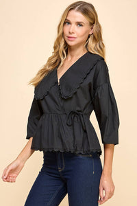 Peter Pan Collar Wrapped Front Top
