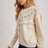 Fair Isle Knit Cardigan Sweater