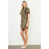 Short Sleeve Embroidered Detail Dress