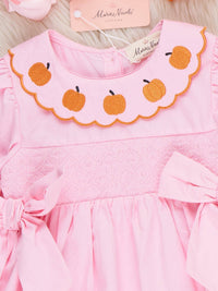 Pumpkin Darling Embroidered 100% Cotton Smocked Dress