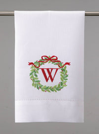 Christmas Wreath Monogram Guest Towel