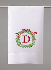Christmas Wreath Monogram Guest Towel