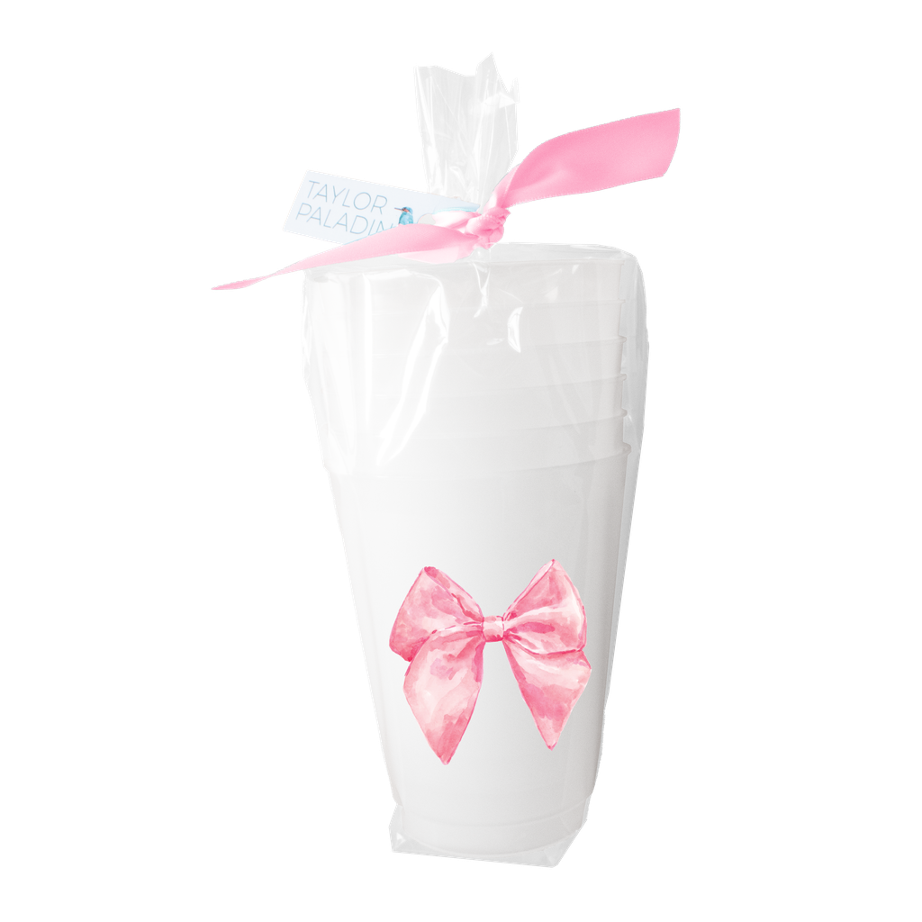 Pink Bow Frosted Cups