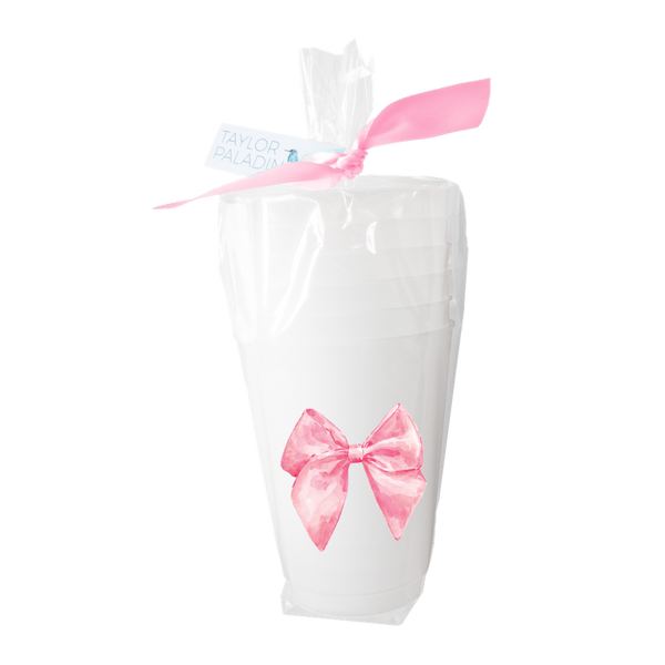 Pink Bow Frosted Cups