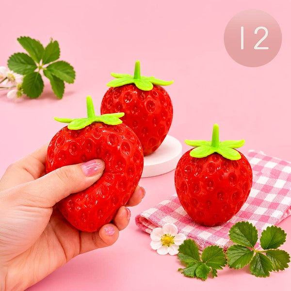 12PCS - Strawberry Squeeze Squishy Stress Relief Toy
