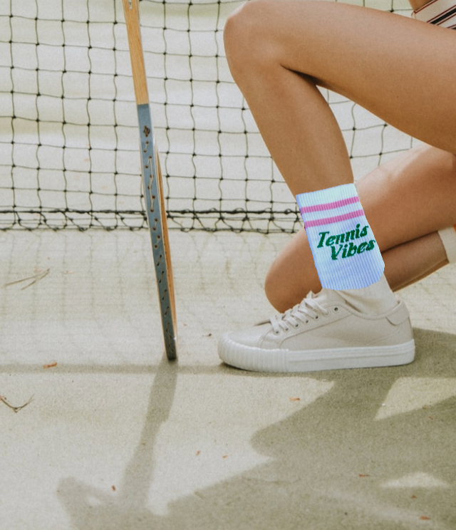 Tennis Socks - Tennis Vibes White/Pink/Green