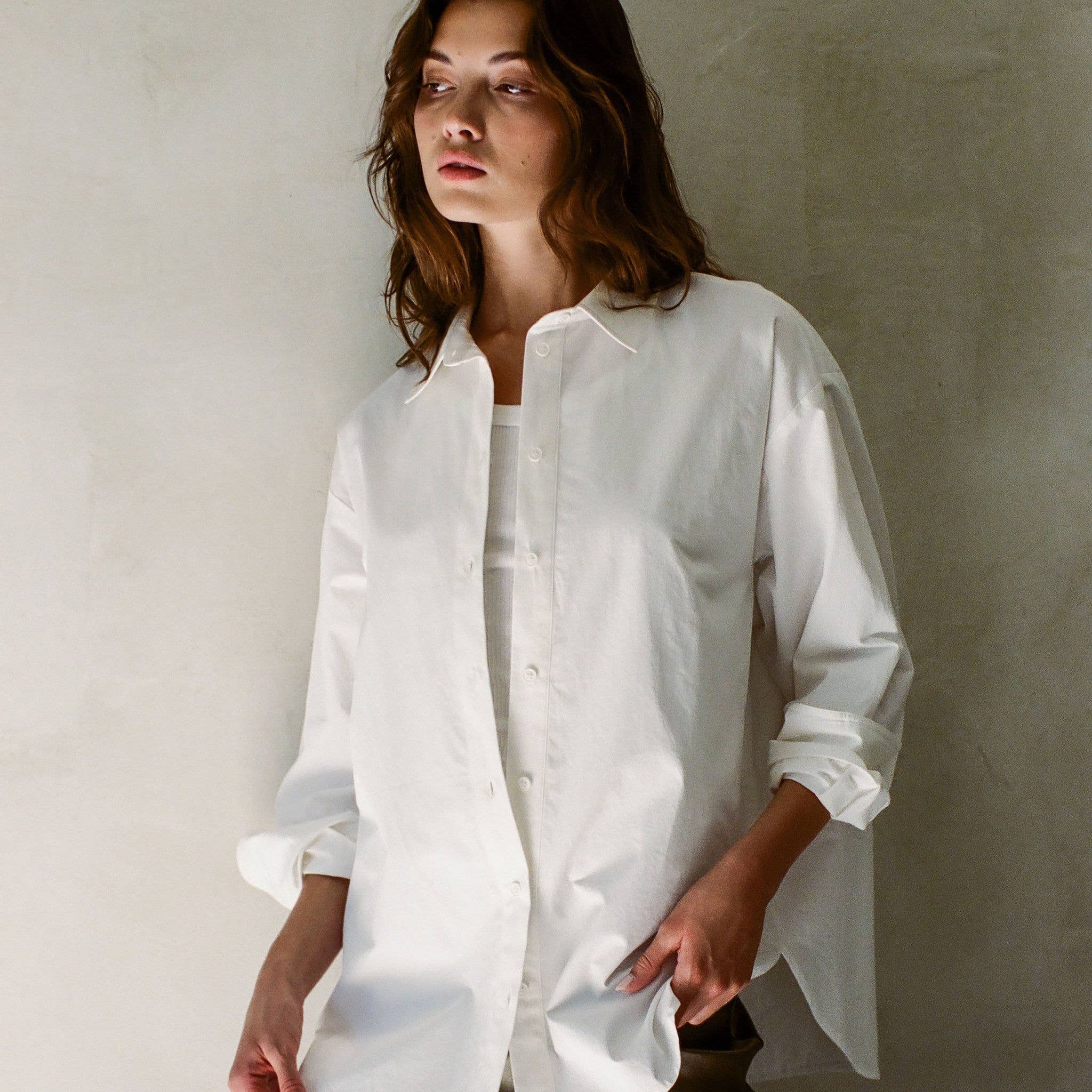 AR1071 | Woven Cotton Button Down Long Sleeve Shirt Top