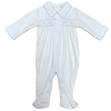 Boys Hand Smocked Footie 100% Pima Celine & Tom Collection