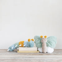 Plush Caterpillar, Blue, Green & Mustard
