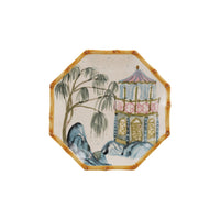 Hand-Painted Stoneware Octagon Shaped Plate