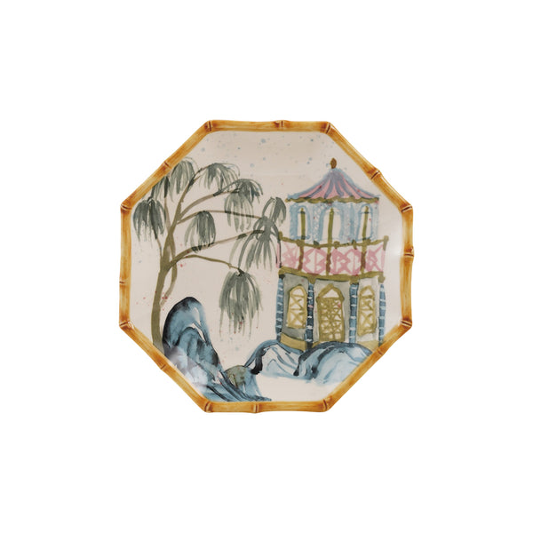Hand-Painted Stoneware Octagon Shaped Plate