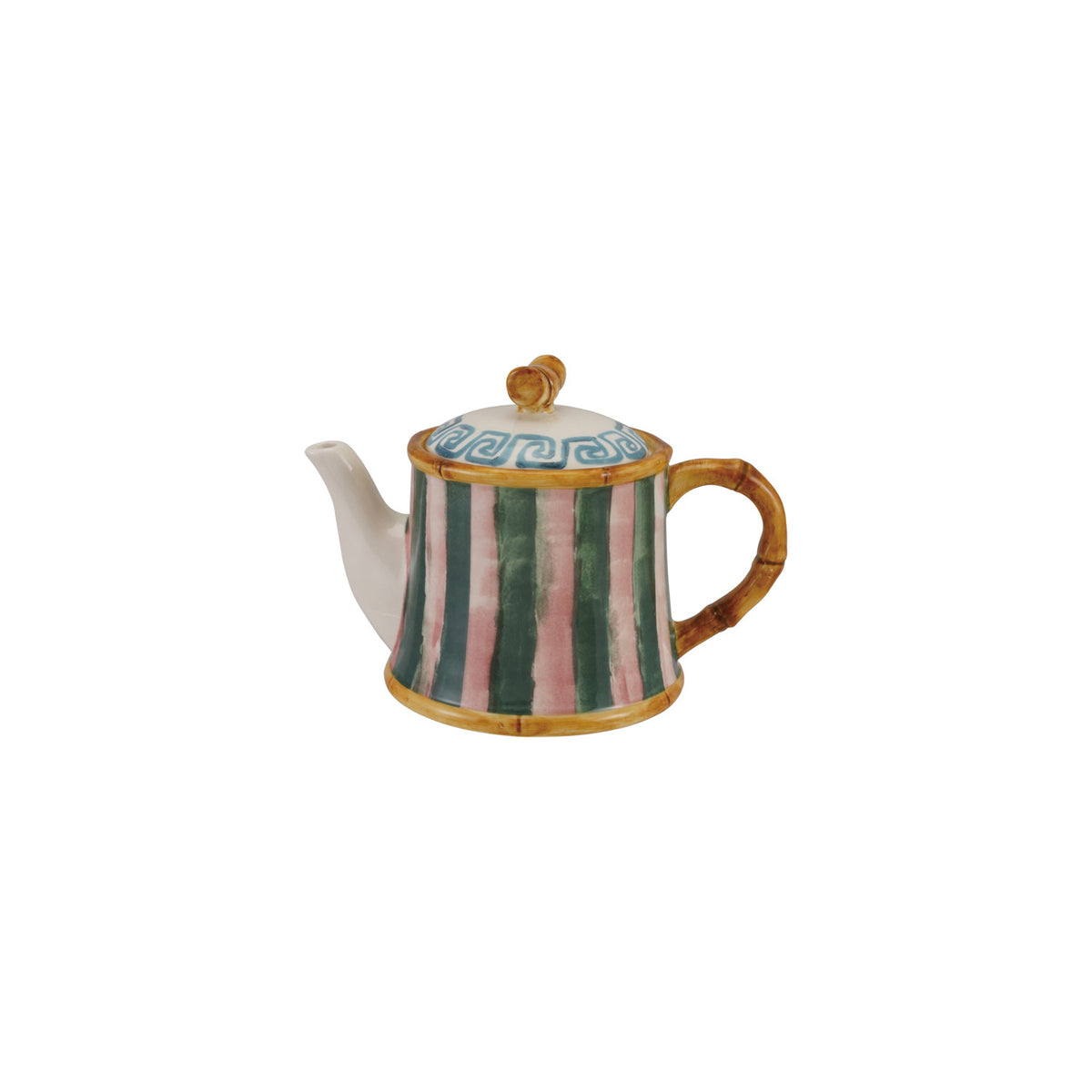 Hand-Painted Stoneware Striped Teapot