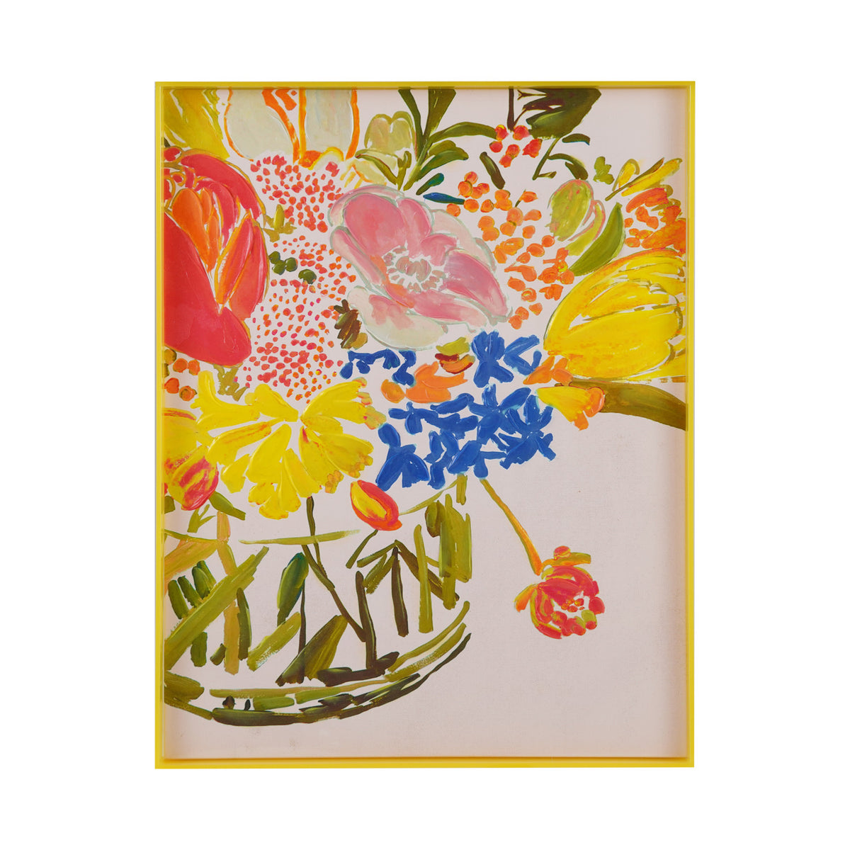 Yellow Acrylic Box Framed Canvas Wall Decor