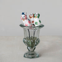 Stoneware Staffordshire Dog Plant Stake, 4 Colors