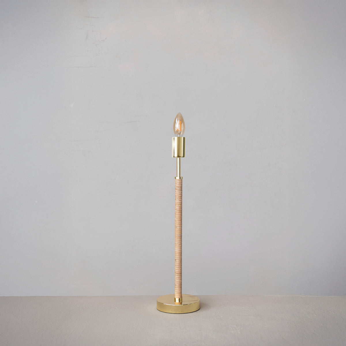Bamboo Wrapped Metal Lamp with Inline Switch