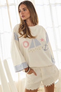 Plus Nautical Sailboat Graphic Sweatshirt