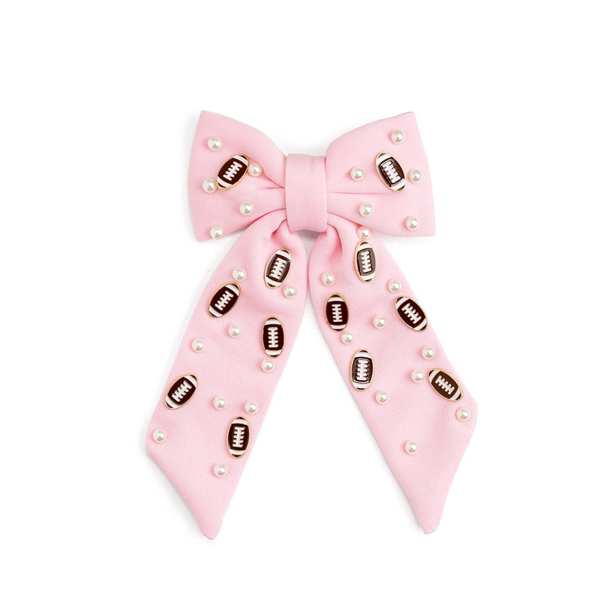 Football Pearl Bow Clip - Hair Bows - Game Day