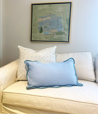 Blue Scalloped Throw Pillow Cover