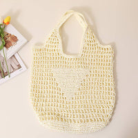 Solid Color Hollow Out Woven Handbag MK2BLW6W10BBG929