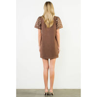 Short Sleeve Embroidered Detail Dress