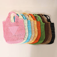 Solid Color Hollow Out Woven Handbag MK2BLW6W10BBG929