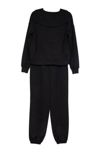 Black Scuba Pants Set Athletic Apparel