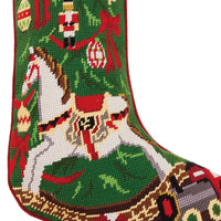 Christmas Rocking Horse Embroidered Stocking