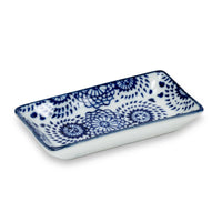 Blue/White Small Rectangle Dish-6Asst-3.5