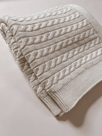 Luna + Luca Cable Knit Baby Blanket - White