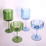 Flower Blue Crystal Wine Glass
