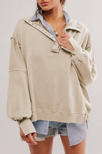 Half button outseam oversized sweatshirt