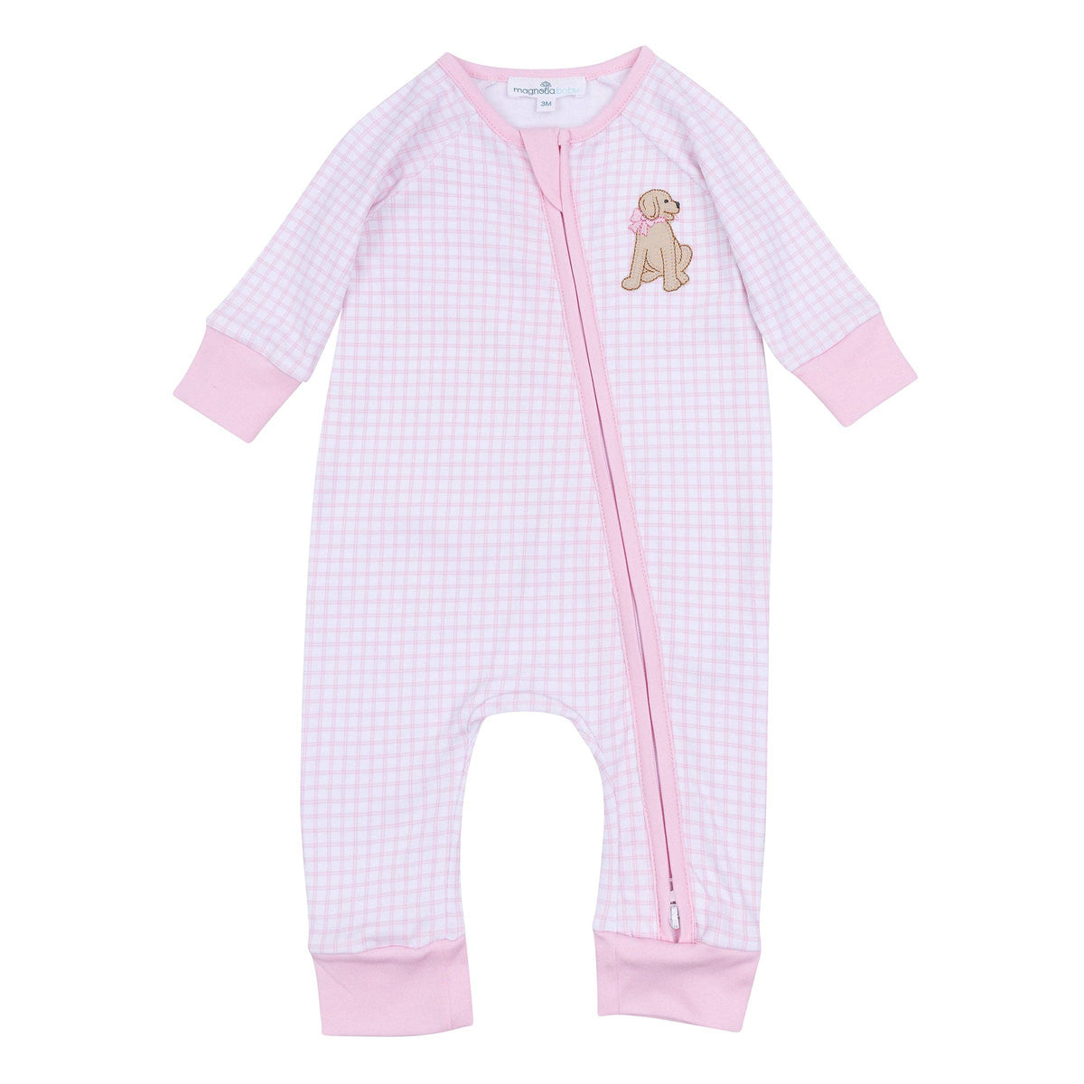 Puppy Playtime Applique Zip Playsuit - Pink
